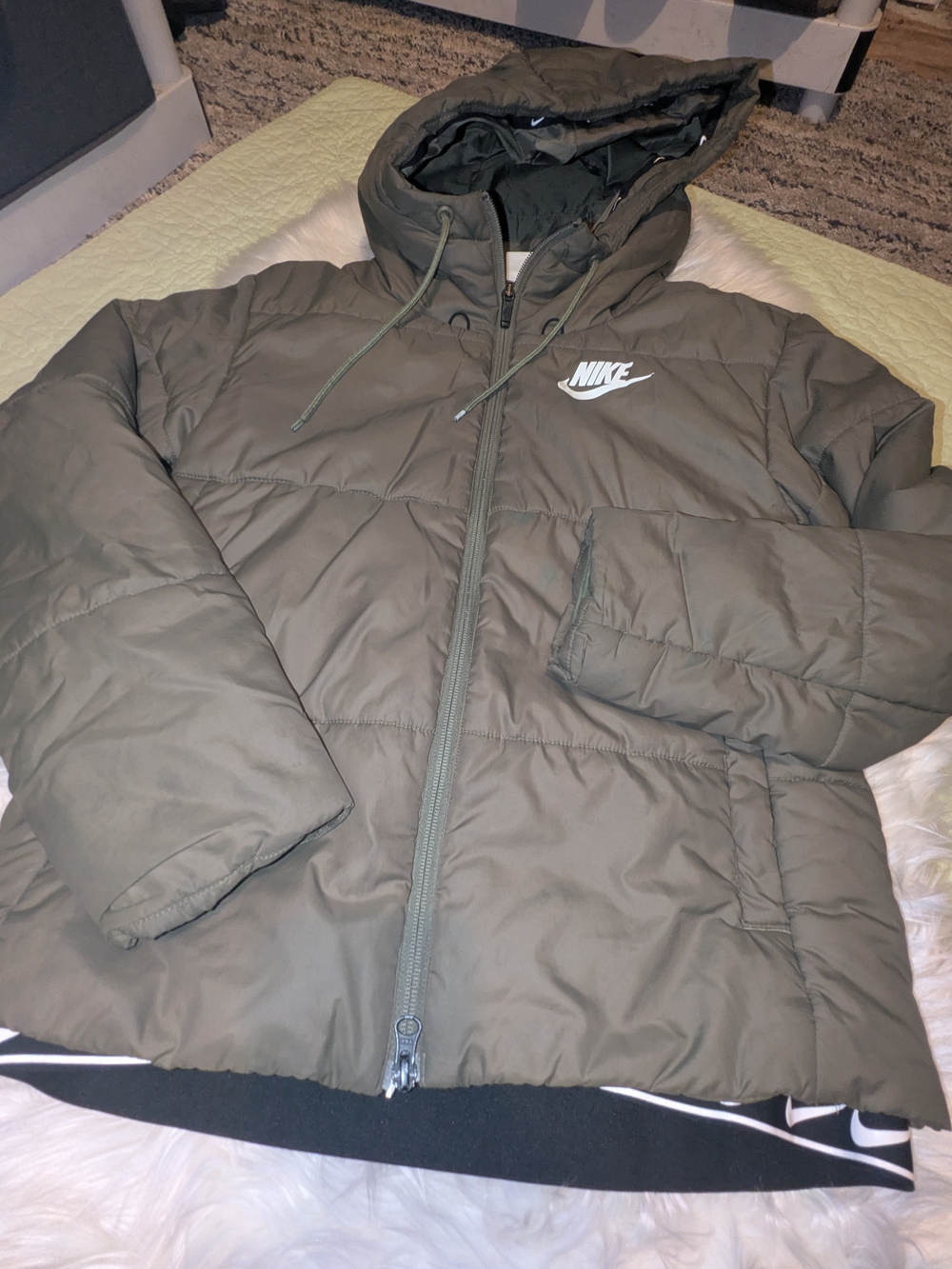 Nike Men’s Olive Puffer Jacket with Hood